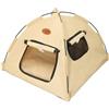 Lapiglo Tenda pieghevole lavabile per animali domestici con tende, traspirante Oxford per casa per gatti interni ed esterni, cane portatile per grotta beige (M)