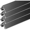 A2ZWORLD 8 Metri di Profilato Alluminio Per Striscia Led, Completo Di Copertura Tappi e Gancio, 4 Kit da 2 Metri Angolare 45° Nero Interno 12.1mm (19X19mm Nero)