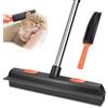 CarPlusStudio Scopa in gomma con manico regolabile 110-134 cm - 3 in 1 con raschietto integrato per rimuovere peli di animali da tappeti, pavimenti e finestre - Scopa silicone per interni ed esterni