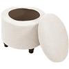 Generic Copri Pouf Rotondo 2 Pezzi Elasticizzati con Coperchio Fodera per Poggiapiedi Morbida Lavabile in Macchina Copertura Ottomana con Fondo Antiscivolo(Creamywhite)