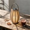 DJGIFI Lanterna Solare Oliva 29cm, Tavolo Giardino IP44, Luce Calda, Regalo | Forma Oliva | 3000K | φ12.5×29cm con maniglia | PP + Fibra Naturale | Sensore Crepuscolare | Decorazione