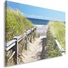 Feeby Frames, Quadro Pannelli, Pannello Singolo, Quadro su Tela, Stampa Artistica, Canvas 30x40 cm, Sentiero, Vista, Marine, Dune, Mare, Blu, Beige