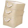 Mangata Set di 3 cestini portaoggetti pieghevoli, con parte superiore aperta, per guardaroba (beige, formato medio)