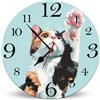 Horienteeon Orologio da parete rotondo in legno a forma di zampa di gatto blu, funzionamento a batteria, silenzioso, senza ticchettio, 25 cm, per amanti dei gatti, orologio da parete a batteria per
