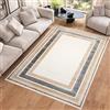 TAPISO Hera Tappeto Morbido Pelo Lucido Effetto 3D Design Vintage Moderno Motivo Geometrico Cornice Frame Beige Verde Soggiorno Sala Camera Cameretta Sicuro Oeko-Tex 80 x 150 cm