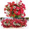 msymsyu Piante artificiali per esterni, 36 cm, 7 pacchetti di piante artificiali per matrimoni, feste, decorazione di interni ed esterni, fiori artificiali (magenta, rosso e bianco)