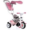 Smoby - Triciclo Baby Balade Rosa, 7600741401, + 10 Mesi, Evolutivo, Guida Parentale, Ruote Silenziose, con Cinture di Sicurezza