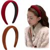 KASESSS 2 Pezzi 3 Cm Larghi In Velluto Cerchietto Capelli Donna, Elastici Cerchietto Caramello E Bordeaux Fascia Capelli Donna E Ragazze Accessori Moda Cerchietti Per Tutti I Giorni E Per Le Feste
