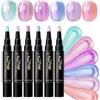Wuquei Penne Nail Design,Gel con Glitter 6 Colori - Set di Penne per Dipingere le Unghie - Per Casa, Salone, Feste, Viaggi, Foto, Matrimoni, Appuntamenti, Quotidiano, Ragazze e Donne