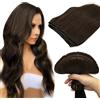 DOORES Extension Tessitura Capelli Veri, Castano Scuro Chiaro 60cm 24 Pollici 100g, Ampliación Matassa Capelli Veri Capelli Lisci Natural Hair Invisible