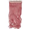 SEGO Extension Capelli Clip Ricci Estensioni Sintetiche Shatush Lunghi Mossi 60cm Fascia Unica con 5 Clips 3/4 Full Head 120g - Rosa Cenere