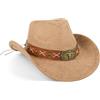 Wovella Cappello da cowboy per uomo e donna, con testa in metallo e effetto pelle scamosciata, poliestere traspirante