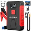 SHARMEAL Avviatore di emergenza da 10000 A con compressore d'aria da 150 psi, batteria portatile per auto da 12 V (10,0 l gas/9,0 L diesel), batteria esterna per auto con cavi di avviamento, schermo