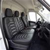 GIOVANNI BUTTI Coprisedili universali 2+1 per Fiat Ducato, Peugeot Boxer, Citroen Jumper (2014-2024) - Coprisedili anteriori per auto, in lino, nero e grigio, copertura protettiva per auto