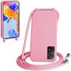 WenBaby Cover Compatible con Xiaomi Redmi Note 11 Pro,Cellulare Girocollo Custodia con Cordino TPU Corda Silicone Case Bumper Custodia, Rosa