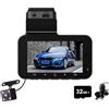 XYBkey Registratore di guida per auto, doppia ripresa anteriore e posteriore, schermo da 3 pollici, telecamera Full HD 1080P, angolo di visione 170°, visione notturna WDR, registrazione ciclica 32GB