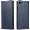 Mixroom - Custodia Cover Case a Libro Blu per iPhone 8 con Stand in Ecopelle Chiusura Magnetica Formato Portafoglio Parte Interna in TPU Morbida con Bordi Piatti