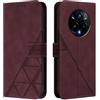 Generic Custodia a portafoglio compatibile con OPPO Realme 14 Pro Plus 5G, custodia a portafoglio di alta qualità antiurto in pelle PU con magnete per OPPO Realme 14 Pro Plus 5G, con porta carte, bordeaux