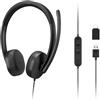 Lenovo 115 USB-A/USB-C Wired Stereo Headset, in-line Control Box, leggero, cancellazione del rumore, adattatore USB-A a USB-C, nero