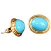 LKBEADS Orecchini a bottone in turchese naturale di rara qualità in argento sterling 925 placcato oro | orecchini a bottone ovali, stile minimalista per donna | LK_VSTD_0042