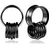 Vankula Dilatatori Lobo Double Flared tunnel dilatatore orecchie con 10 anelli in Acciaio inossidabile lobi piercing espansori Gioielli Uomo Donna 10mm(00G) Nero