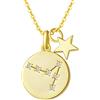 FANCIME Pesci Segno Zodiacale 12 Costellazione Ciondolo Collana in Argento Sterling 925 Placcato Oro Gioielli per Donna Ragazze Bambini - Catena Lunghezza: 40 + 5 cm