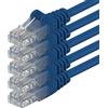 1aTTack.de 85427 5x 7,5m Blue Cavo di rete Cat6 Cat 6 Ethernet LAN 1000 Mbit/s RJ45