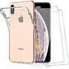ICOVERI Pack Custodia Gel Trasparente Antiurto Compatibile con iPhone XS Max TPU Flessibile + 2 Cristalli Temperati, Protezione 9H