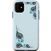 Tronic Tees Custodia per iPhone 11 Acquerello Piuma Di Pavone Bordo Elegante Boho Cornice Floreale