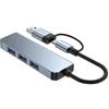 VALUE Hub in metallo USB 3.2 Gen1, 4 ingressi di tipo A, (1 USB 3.2Gen1 + 3 USB 2.0), cavo di collegamento di tipo A+C