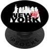 NYC Skyline & Statue of Liberty Tees Grande mela New York City Silhouette Vintage NYC grafica PopSockets PopGrip Adesivo