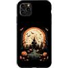 Eerie Night Creations Custodia per iPhone 11 Pro Max Vibrante notte di Halloween inquietante castello pipistrelli zucche