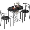 HOMCOM Set Tavolo e Sedie Sala da Pranzo 3 Pezzi, Tavolo da Pranzo e 2 Sedie in Legno e Metallo, Salvaspazio, Design Industriale, per Soggiorno Salotto Cucina, Nero