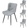 PPkrimnel 4 Sedie Chenille Motivo Diamante Gambe Metalliche Grigio chiaro | Supporto Ergonomico Della Schiena Carico 150 KG Robuste Gambe Metalliche Per Pasti Relax E Spazi Interni