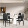 Liink1Ga La Sedia Set di 4 Sedie Imbottite Nere Sala da Pranzo, Moderna Set 4 Sedie Scandinave in Similpelle Nera per Cucina da Soggiorno/Ristorante/Caffetteria/Ufficio/D'attesa, Montaggio Facile