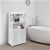 Babeenoo Armadio da bagno a 4 livelli, piccolo mobile angolare con ante e ripiani, per soggiorno, cucina, corridoio, 40 × 25 × 90 cm