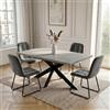 JIEXI Set di tavolo da pranzo allungabile e 4 sedie, 130-170 cm, grigio con sedie in velluto grigio, tavolo da cucina in MDF con gambe in metallo, per soggiorno, ufficio