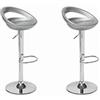 Flyelf 2 x Sgabelli da Bar Sedia da Pranzo con poggiapiedi 360°Mobili orientabile Regolabile 59-80cm (Grigio)