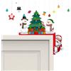 KASESSS Decorazione Porta Natale Legno, Decorazioni Natalizie Porta Ingresso Legno, Natale Decorazioni Casa per Il Telaio della Porta con Adesivo Rotondo, Finestre Babbo Natale Pupazzo di Neve Albero