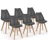 IDMarket - Set di 6 sedie SARA grigio scuro per sala da pranzo