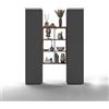 WHOUS Parete Attrezzata MARUSKA per Soggiorno in Legno, 1 Libreria a 6 Scomparti e 2 Colonne, 140x30x180 cm, Antracite Opaco e Rovere