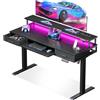 OffiGo Scrivania Elettrica con Cassetti, 120cm Regolabile in Altezza con Supporto per Monitor, Vassoio per Tastiera, Prese e LED Luce - Ufficio, Nero