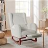 TIMORWTF Sedia a dondolo, Rocking Chair, Sedia per l'allattamento con poggiapiedi, Sedia a dondolo in velluto con gambe in legno massiccio (grigio+poggiapiedi)