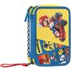 Franco Cosimo Panini MARIO KART - Astuccio Scuola Ufficiale Mario Kart, Astuccio 3 Scomparti Bambino e Bambina con Set Cancelleria, Penna Cancellabile Blu e Pratica Chiusura a Zip, 20x13Hx7 cm