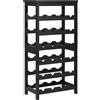 VEVOR Portabottiglie staccabile da 24 bottiglie, portabottiglie a 6 ripiani, scaffale indipendente in legno di bambù massiccio con ripiano superiore, per cucina, cantina, bar, sala da pranzo, soggiorno (nero)