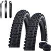 maxxi4you Schwalbe - 2 copertoni da bicicletta 29 Nobby NIC Addix, 57-622 (29 x 2,25) + 2 camere d'aria Schwalbe DV19 con 3 leve per pneumatici