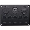 LLOOPK Accessori for Navi Pannello Combinato 5 Interruttori A Occhio di Gatto + Doppia USB + Voltmetro + Power Yacht ON-off