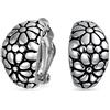 Bling Jewelry Fiore Largo Mezzo Cerchio Clip Su Orecchini Per Le Donne Stile Gambero Non Forato Orecchie Ossidato Sliver Placcato Ottone