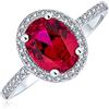 Bling Jewelry Anello di fidanzamento cocktail con granato simulato rosso rosa, solitario ovale con pavé di zirconi cubici CZ da 3 carati, per donne, in argento sterling .925, pietra portafortuna di gennaio.