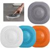 KASESSS 4 Pezzi Raccogli Capelli Doccia in Silicone, Filtro Universale 2 in 1 Copri Scarico Morbido per Doccia Cucina Bagno